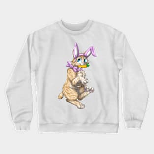 Bobtail BunnyCat: Cream Tabby (Pink) Crewneck Sweatshirt